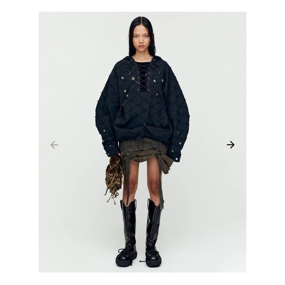 Andersson Bell LACE-UP ANORAK HOODIE atb1141m(BLACK)‎ Size Small ADSB Streetwear
